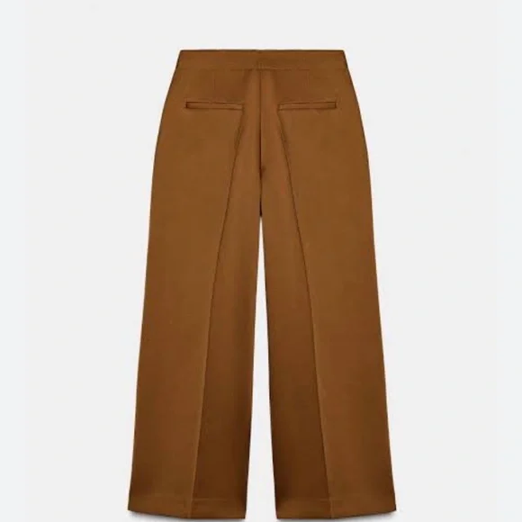 Zara Satin Effect Caramel Wide Leg Trouser Pants - Picture 3 of 3
